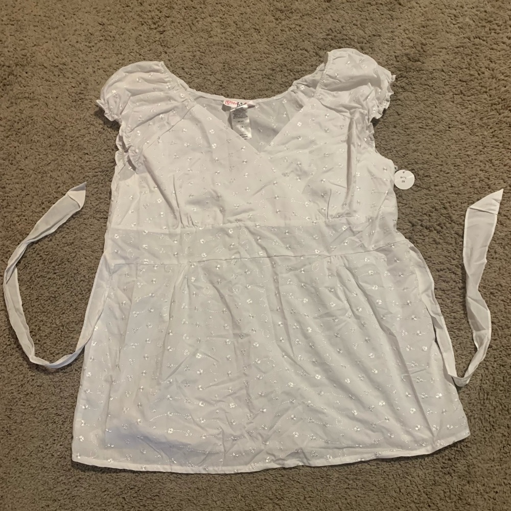 NWT Lemon Kiss White Eyelet Blouse 2X